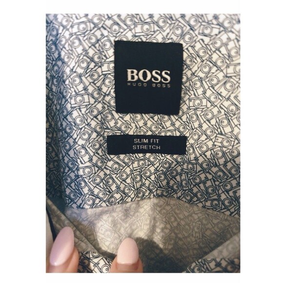 Hugo Boss Mens Novelty Camara Print Slim Fit Stretch Button Down Dress Shirt XL - Picture 4 of 6